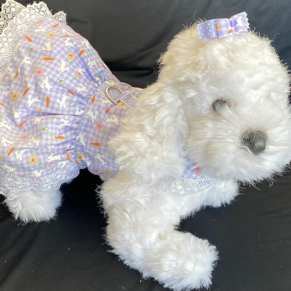 NEW- Small Dog Dress w- leash, coin purse and FREE BOW